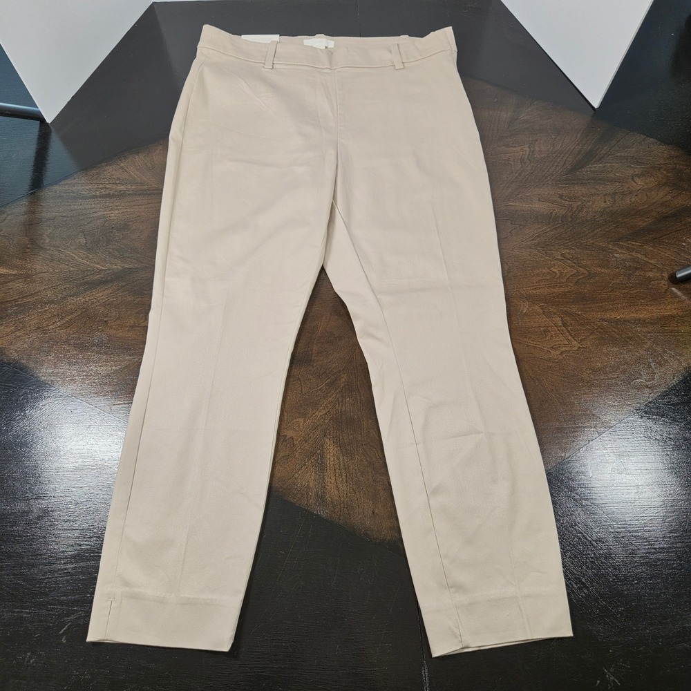 NWT H&M Women's US 12 Light Beige Side Zipper Pull On Pants Office Siren Prep